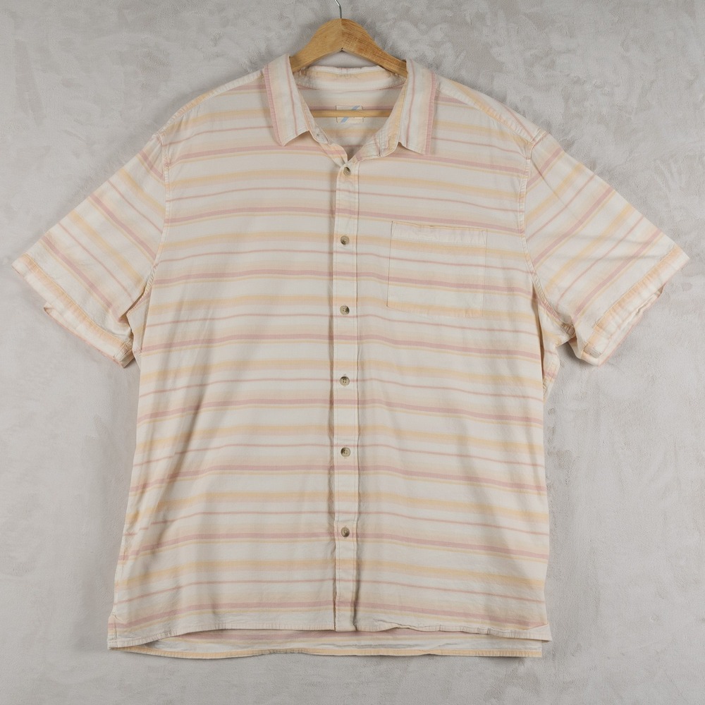Fair Harbor Button Up Shirt Mens 2X Short Sleeve Organic Cotton‎ Blend Casual